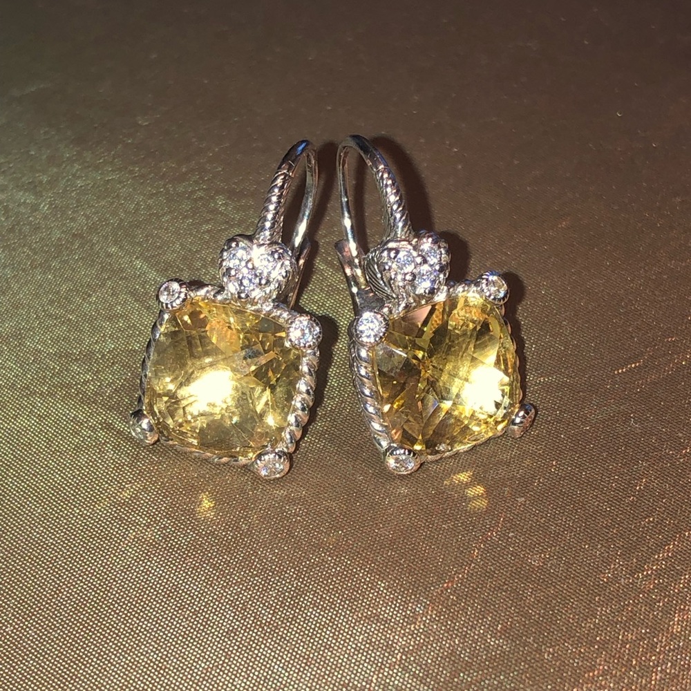 JUDITH RIPKA CANARY+DIAMONIQUE DROP EARRINGS SET IN 925 STERLING SILVER - Picture 2 of 13